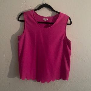 Hot pink scallop trim summer blouse,
